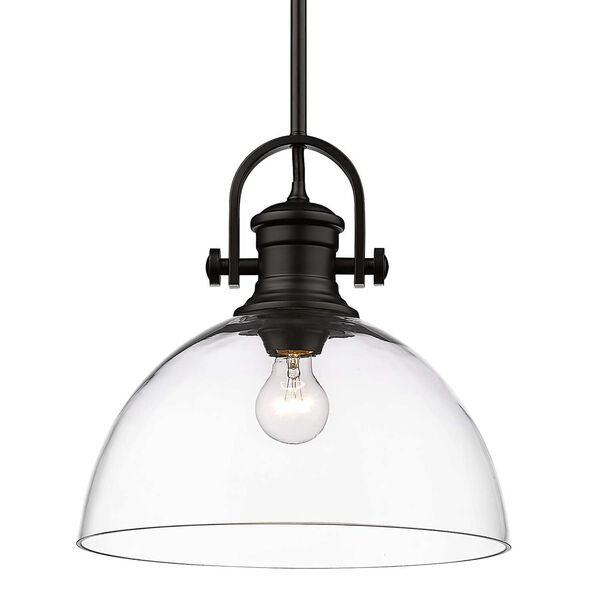 Hines Matte Black One-Light Pendant with Clear Glass, image 1